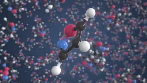 Молекула Изоксазола, концептуальная молекулярная модель. Химическая петля 3D анимация — стоковое видео