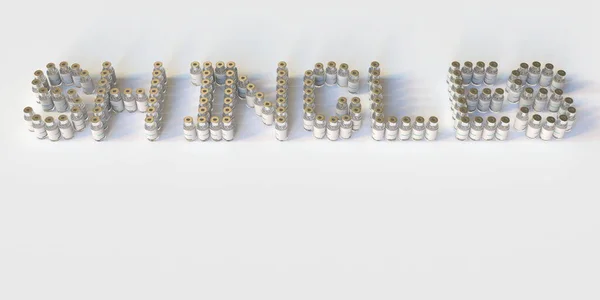 Orvosi injekciós üvegek formájában SHINGLES szöveg, 3D renderelés — Stock Fotó