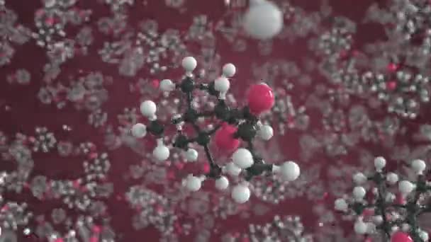 Moleculă de acetat de izobornyl făcută cu bile, model molecular științific. Chimic looping animație 3D — Videoclip de stoc