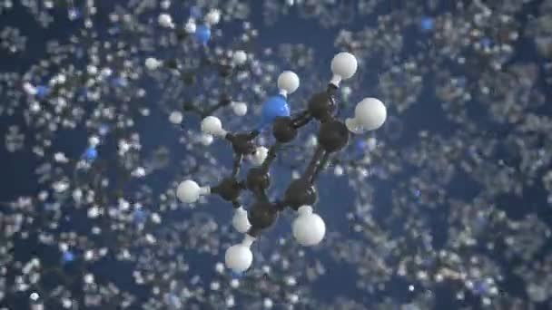 Indoline molecuul, wetenschappelijk moleculair model, lussen 3d animatie — Stockvideo