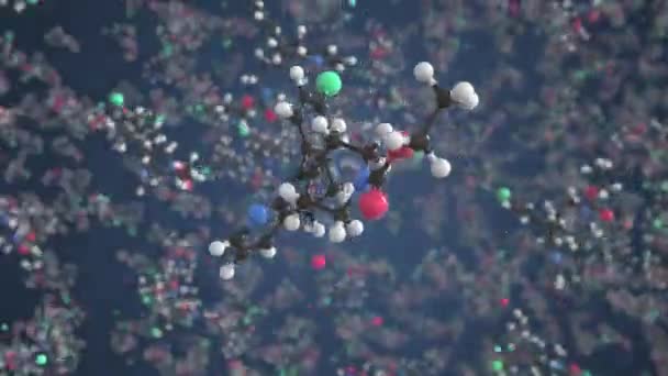 Molécula de Loratadina. Modelo molecular, conceitual looping 3d animação — Vídeo de Stock