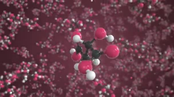 Molécule d'acide malique faite avec des boules, modèle moléculaire conceptuel. Boucle chimique animation 3d — Video