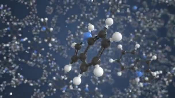 Молекула індолу, концептуальна молекулярна модель. Наукова циклічна 3d анімація — стокове відео