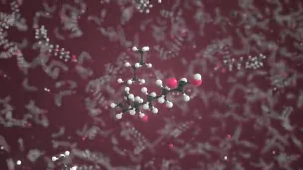 Molécula de ácido linoleico feita com bolas, modelo molecular conceitual. química looping 3d animação — Vídeo de Stock