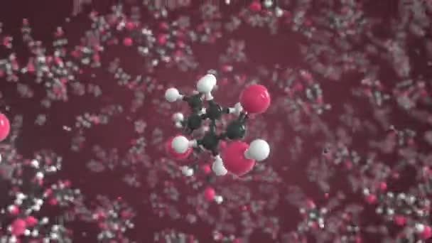 Molecola di acido levulinico, modello molecolare concettuale. Ciclo scientifico animazione 3d — Video Stock