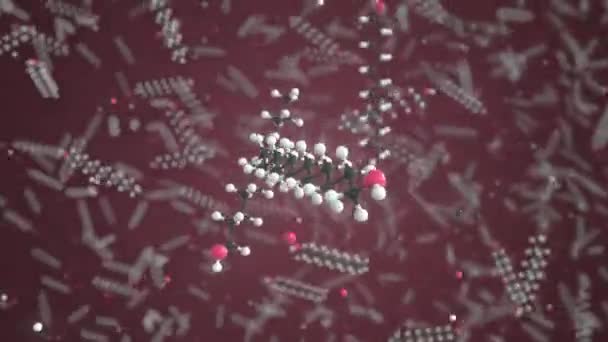 Lauryl alcohol molecuul, wetenschappelijk moleculair model, lussen 3d animatie — Stockvideo