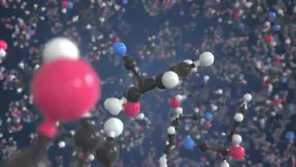 Molécula de Mandelonitrilo, modelo molecular científico, animación en bucle 3d — Vídeo de stock