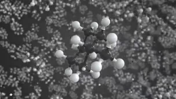Metilciklohexán molekula golyókkal, koncepcionális molekuláris modell. Kémiai hurok 3D animáció — Stock videók