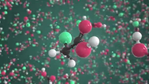 Bromoacetic acid molecule, conceptual molecular model. Scientific looping 3d animation — Stock Video