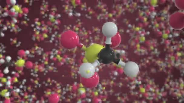 Molekula kyseliny methanesulfonové, vědecký molekulární model, smyčková 3D animace — Stock video