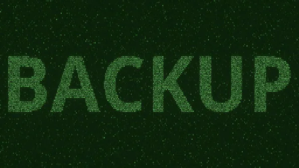 由计算机监视器上的许多符号组成的BackKUP文本。3d渲染 — 图库照片