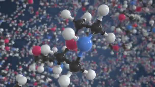 Morpholine molecule, modèle moléculaire conceptuel. Boucle chimique animation 3d — Video