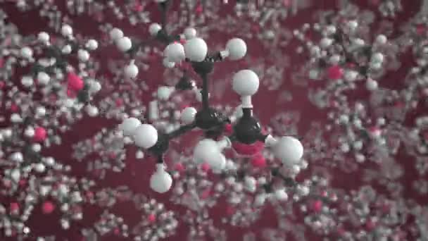 Молекула MTBE сделана из шариков, концептуальная молекулярная модель. Химическая петля 3D анимация — стоковое видео