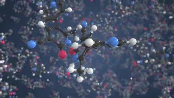 Milrinone molecuul gemaakt met ballen, wetenschappelijk moleculair model. 3d-animatie voor chemische looping — Stockvideo