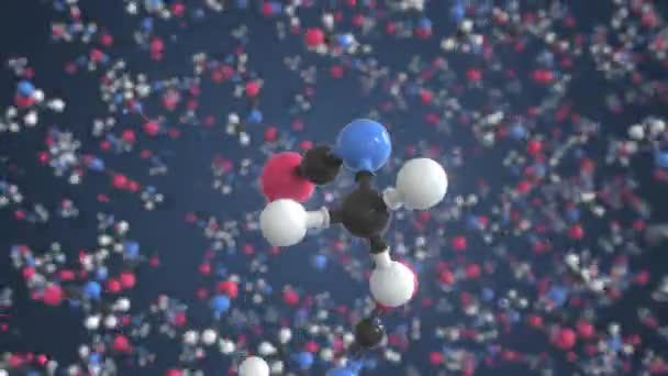 Molécule d'isocyanate de méthyle faite avec des boules, modèle moléculaire conceptuel. Boucle chimique animation 3d — Video