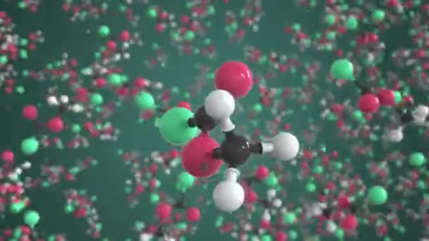 Molekula methylchloroformátu, vědecký molekulární model, 3D animace smyčky — Stock video