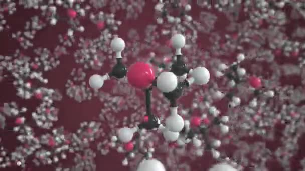 Molecule of methyl tert-butyl ether, modèle moléculaire conceptuel. Boucle scientifique animation 3d — Video