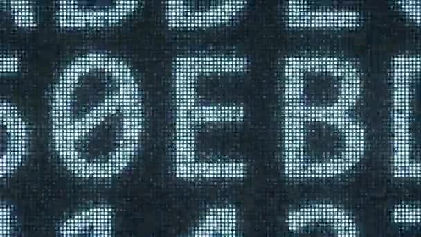 Текст TECHNOGY, зроблений з багатьма символами на екрані комп'ютера, 3D анімація — стокове відео