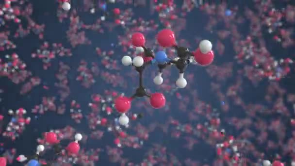 Molekul asam nitrilotriasetat, model molekul konseptual. Animasi 3d loop ilmiah — Stok Video