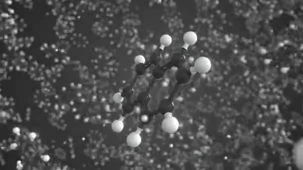 Naftalin molekula, fogalmi molekuláris modell. Kémiai hurok 3D animáció — Stock videók