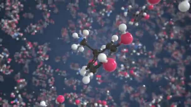 Молекула норадреналіну, виготовлена з кульок, наукова молекулярна модель. Хімічна циклічна 3d анімація — стокове відео