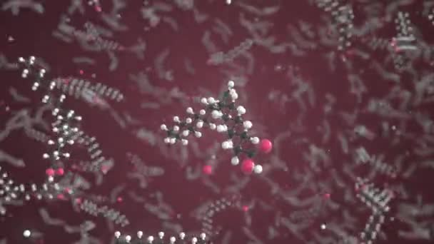 Molécula de ácido oleico hecha con bolas, modelo molecular científico. Animación química en bucle 3d — Vídeo de stock