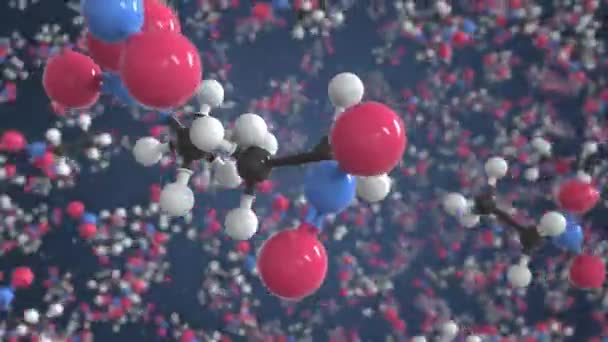 Nitroetán molekula golyókkal, tudományos molekulamodell. Kémiai hurok 3D animáció — Stock videók