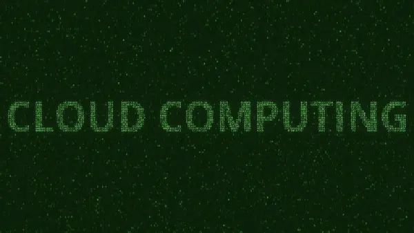 CLOUD COMPUTING texto que consta de muchos símbolos en el monitor de la computadora. renderizado 3d — Foto de Stock