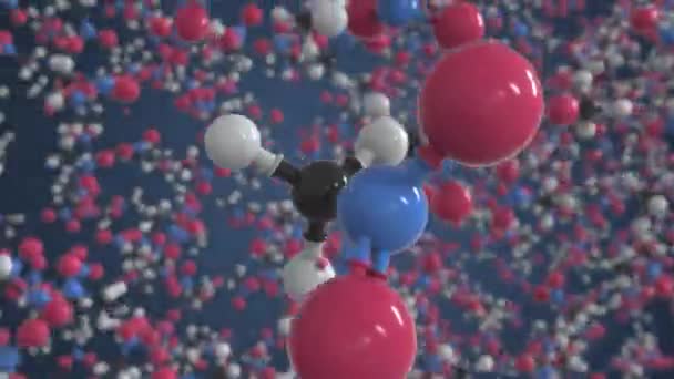 Molécula de nitrometano, modelo molecular conceptual. química looping 3d animação — Vídeo de Stock