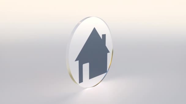 Home and rupee symbols on the sides of a spinning coin or token, real estate or mortgage conceptual looping 3d animation — Stock Video