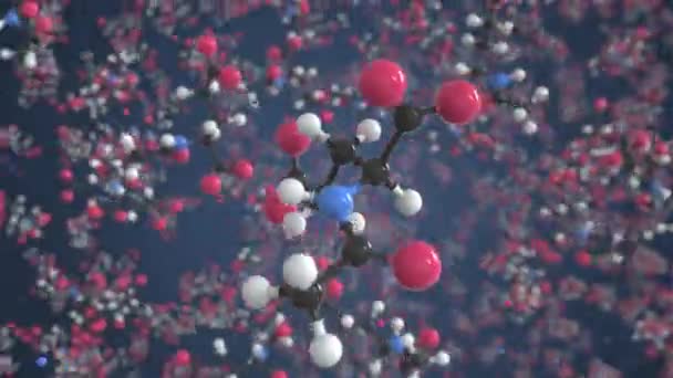 N-acetilglutamato molécula hecha con bolas, modelo molecular conceptual. Animación química en bucle 3d — Vídeo de stock