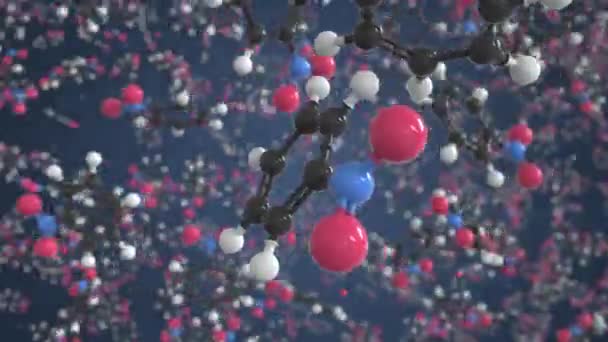 Molécula de nitrobenceno, modelo molecular conceptual. Animación química en bucle 3d — Vídeo de stock