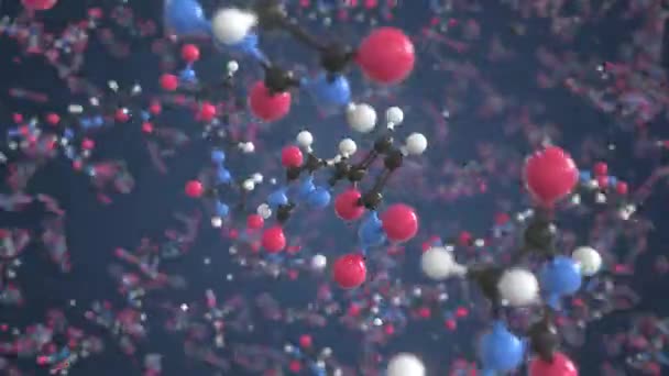 Molekylen av Nitrofurantoin. Molekylär modell, konceptuell looping 3D-animation — Stockvideo