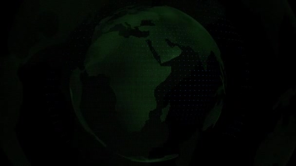 Mapa del mundo en globo color verde transparente — Vídeos de Stock