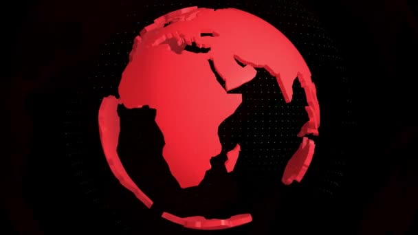 World map on globe red color — Stock Video