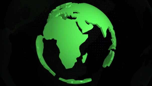 Weltkarte auf Globus grüne Farbe — Stockvideo