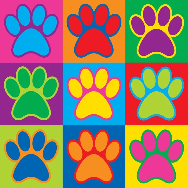 Pop Art Paws — Stok Vektör