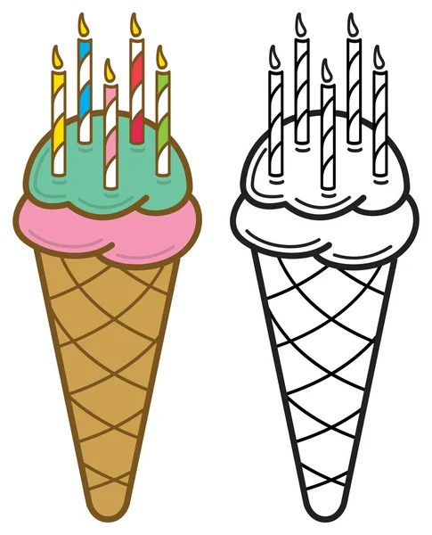 Cono de helado de cumpleaños — Vector de stock