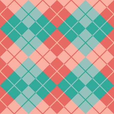 Turkuaz ve mercan Argyle tasarım