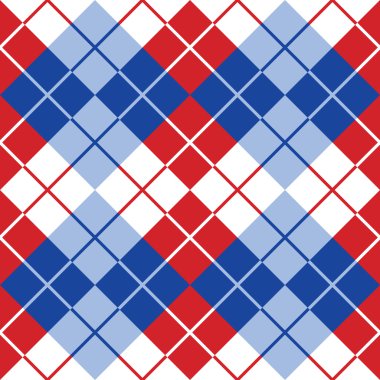 Argyle kırmızı, beyaz ve mavi