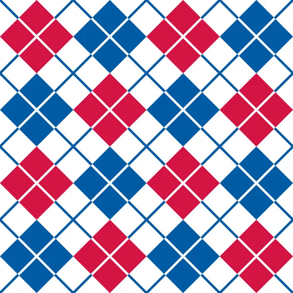 Patrón de Argyle en rojo, blanco y azul — Archivo Imágenes Vectoriales