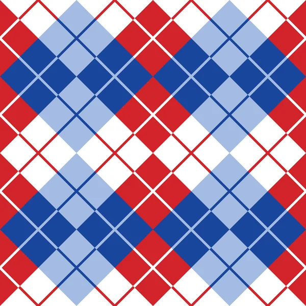 赤、白、青のアーガイル — ストックベクタ