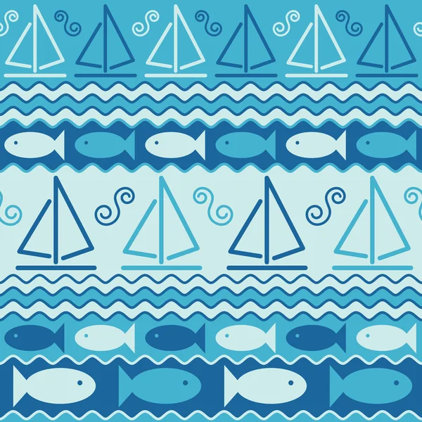 鱼和帆船 — 图库矢量图片