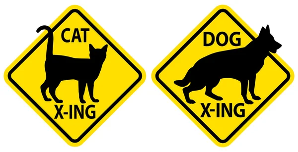 Kedi ve köpek işaretleri geçiş — Stok Vektör