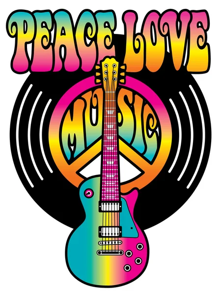 Vinyl Peace Love zene — Stock Vector