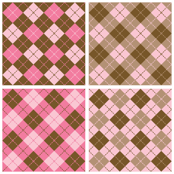 Plaid-Argyle Pattern in Pink and Brown