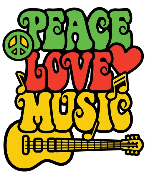 Ειρήνη αγάπη μουσική στο Rasta χρώματα Royalty Free Διανύσματα Αρχείου