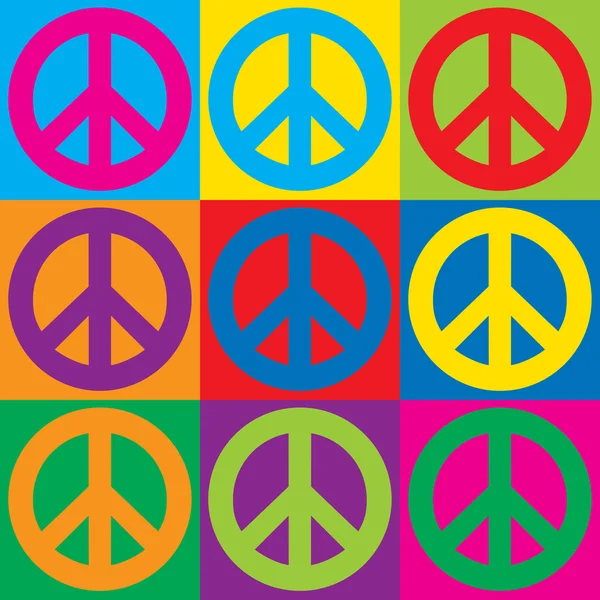 Símbolos de Paz Pop Art — Vetor de Stock