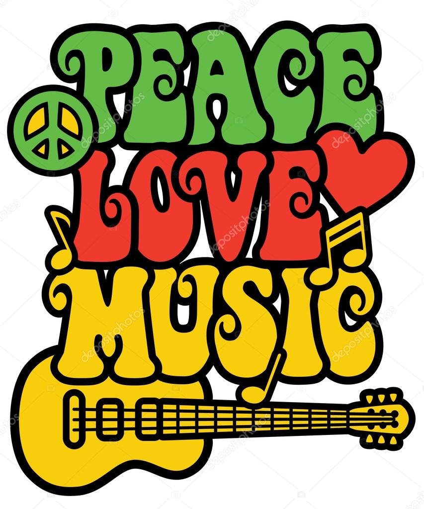 Peace Love Music in Rasta Colors Stock Illustration by ©Lisann ...