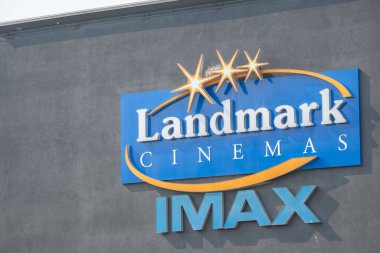 July 16 2021 Calgary, Alberta Canada - Parking sign at movie theatre for customers